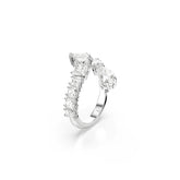 Matrix ring, Mixed cuts, White, Rhodium plated